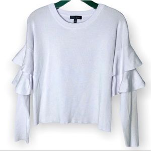 Romeo & Juliet Couture tiered ruffle sleeve crew neck size L lilac romantic